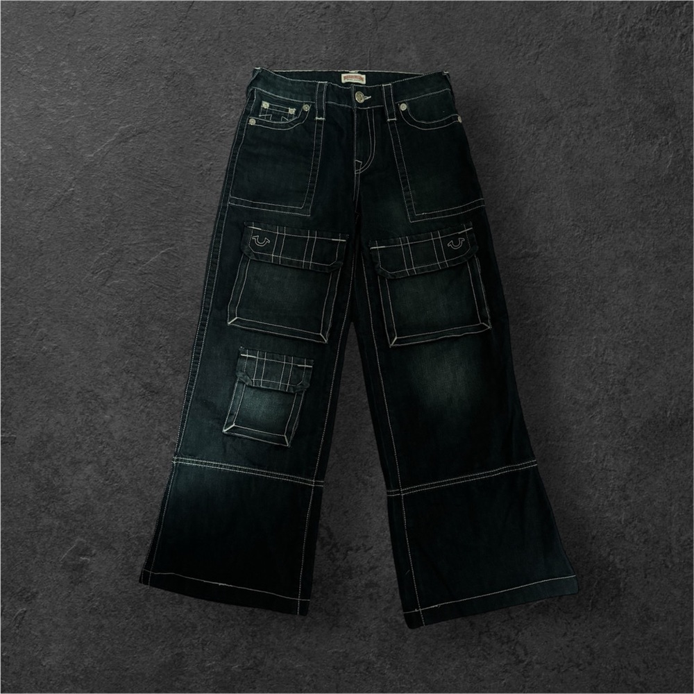 True Religion Y2K Vintage Baggy Cargo Jeans Size 24